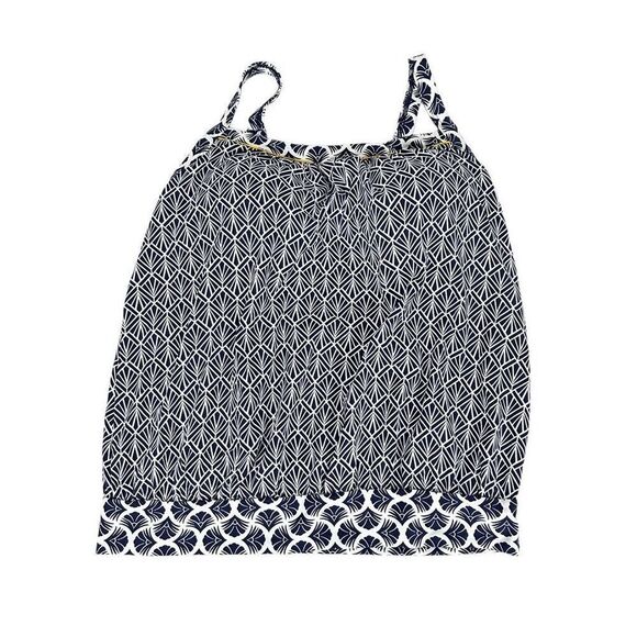 Lands’ End Blouson Navy & White Tankini Top size 10D - Picture 1 of 6